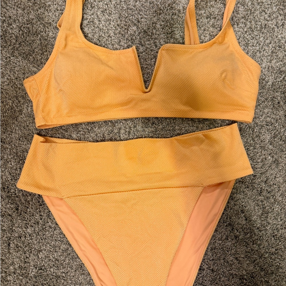 Aerie Peach High Cut Cheeky Bikini